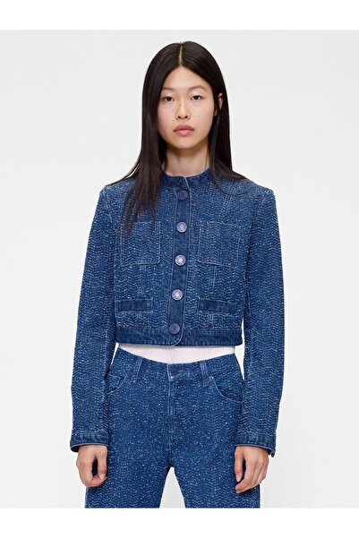 GAP Kadın Mavi GapStudio Denim Tweed Crop Ceket