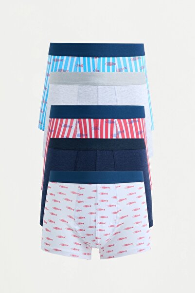 LEFTIES Sardalya desenli 5'li boxer seti