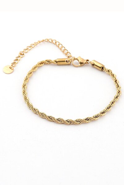 ÖZÇTAKI Stainless Steel Gold Twist Bracelet - Thickness (2mm)
