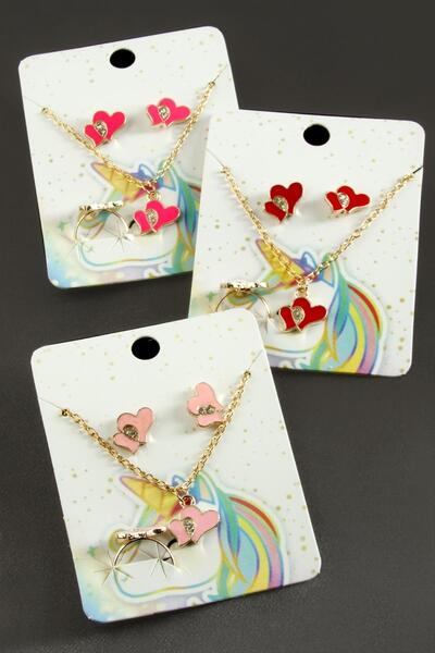 ZERO LAND Ilkeshop Heart Enamel (224418) Set Necklace-Yellow
