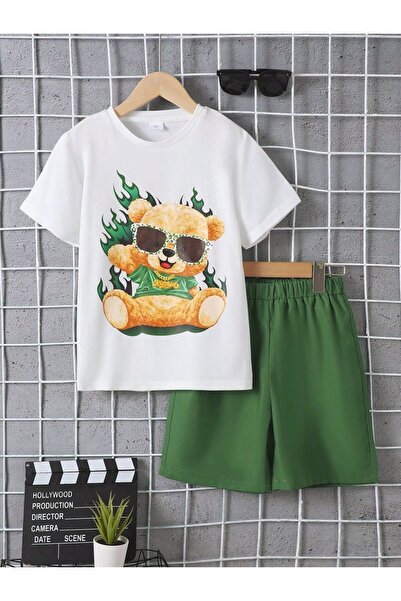 VESTIR BIEN Printed Summer Shorts-T-Shirt Bottom-Top Children's Set Cotton