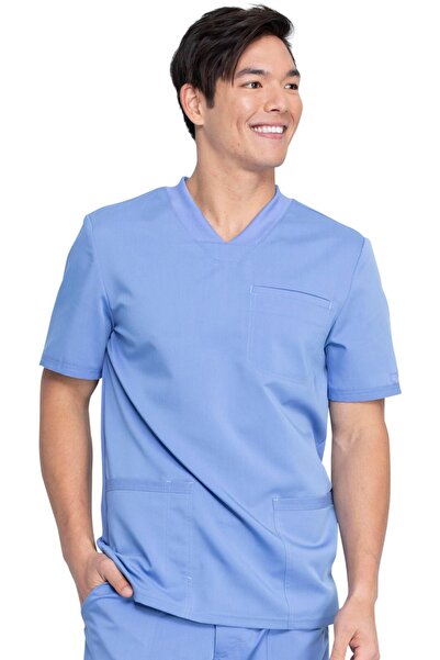 Dickies Medical Dickies Balance Men’s Medical Scrub Top, V-Neck, Blue (DKE845)