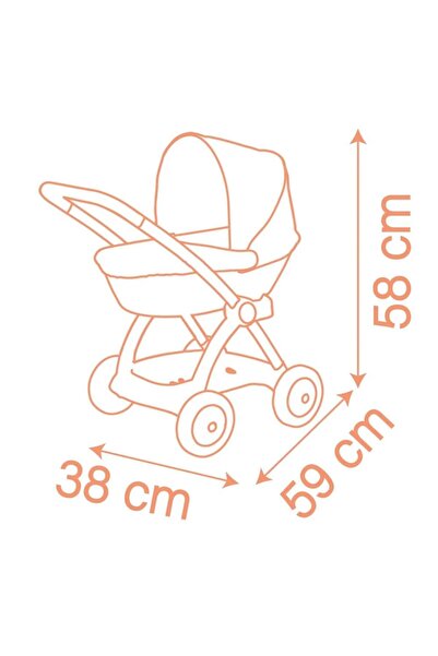Smoby Baby Nurse Chulli Pop Oyuncak Bebek Arabası Pusetli ve Başlıklı, Pembe 254124