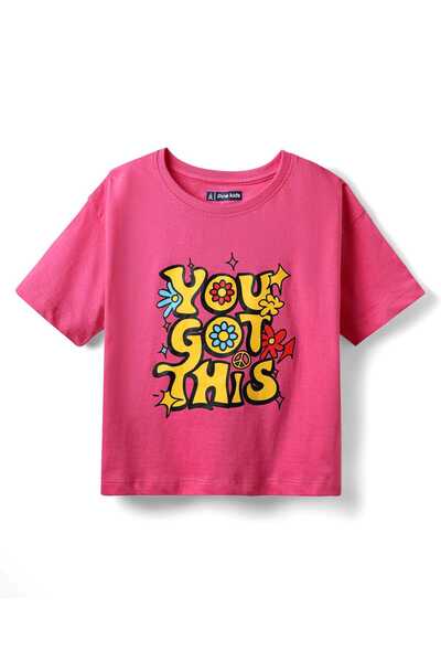 Pine kids Cotton Knit Half Sleeves Drop Shoulder T-Shirt with You Got This Te...