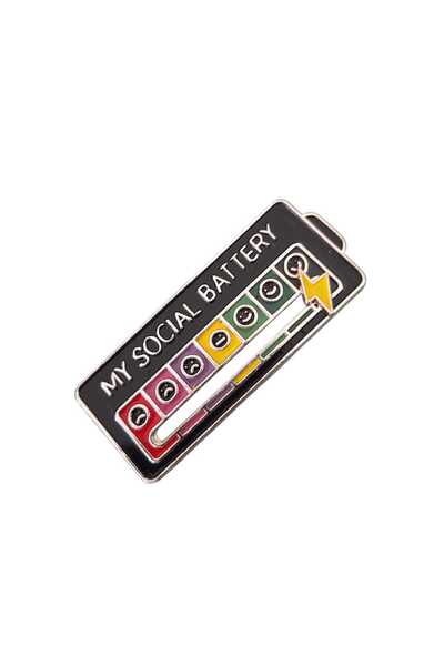 MİRMERRY My Social Battery Hareketli Rozet Pin Broş