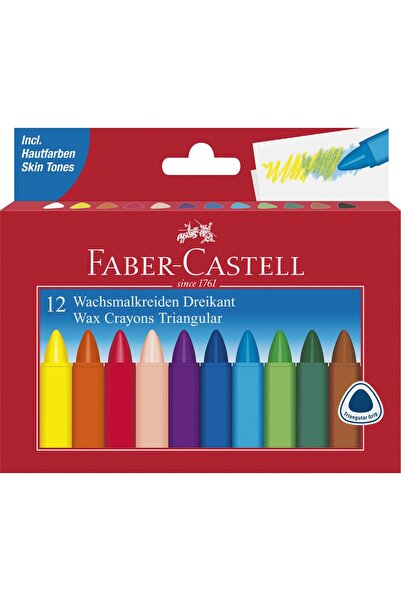 Faber Castell Creioane cerate triunghiulare Faber-Castell, 12 culori