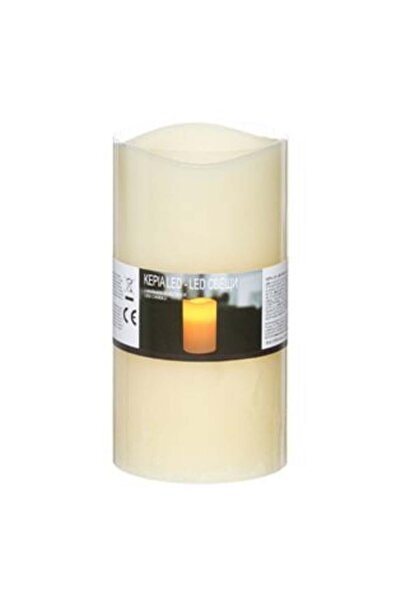 SHOPIENS Lumânare LED decorativă ecru cu margine ondulată, cu baterie, Ø8 x 1...