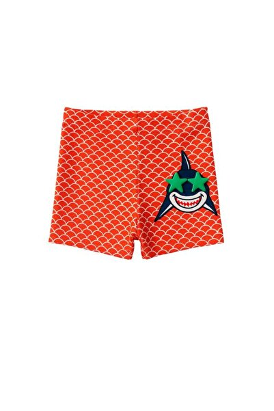 BONY SOCKS Boy's Frill Wave Shark Slim Fit Swimsuit Coral