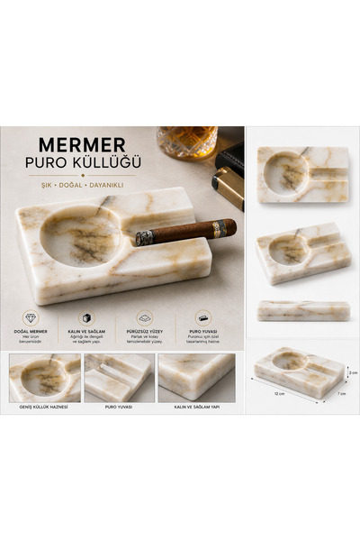 Noya Design Mermer Doğal Taş Puro Küllüğü