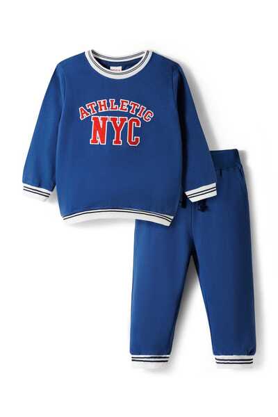 Babyhug Terry Knit Full Sleeves T-Shirt & Lounge Pant Set with Athletic Embro...