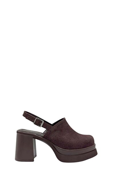 Moulin Shoes Brown Suede Closed-Toe Heeled Women's Sandals