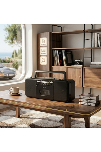 Dynego Bluetooth PX700 Retro Müzik Seti Fm Radyo USB Mp3 Player Kablosuz Hopa...