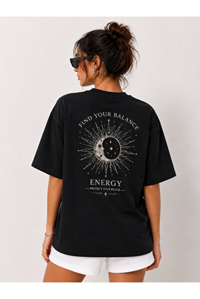 EVIus Μπλουζάκι Oversize με στάμπα Energy Balance, 100% βαμβακερό, με λαιμόκο...