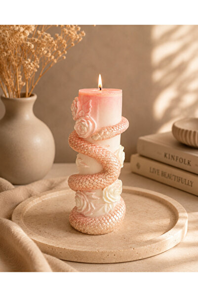 Lumera Candle Sedefli yılan sarmalı sütun el yapımı kokulu dekoratif hediyeli...