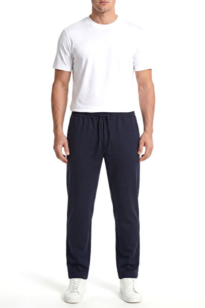 BOSS Erkek Regular Fit Beli Lastikli ve İp Bağlamalı Düz Paçalı Lacivert Pant...