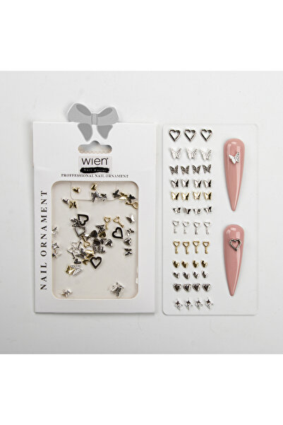Genel Markalar 48li Kalp Dizayn Metal Tırnak Süsleme Charm Nail Art Charm Taş...