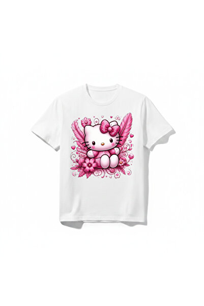 URBANTRENDSTORE Hello Kitty Unisex Kız Çocuk Bisiklet Yuvarlak Yaka Basic Kıs...