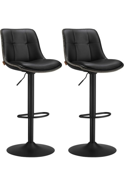 SONGMICS Set of 2 Liberty Model Bar Stools, Black, 45 x 48.1 x 90/112 cm