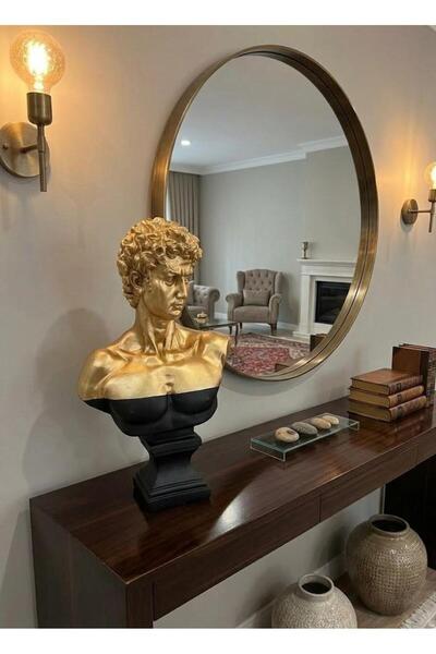 Mirsa Global Modern Dekoratif Biblo – Gold Siyah Detay David/ Davut Heykeli, ...