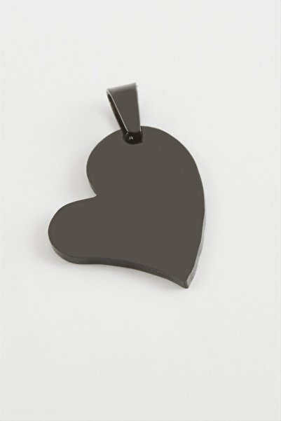ZERO LAND Ilkeshop Heart Name Engravable Steel Pendant (04053) 2.5 Cm-Black