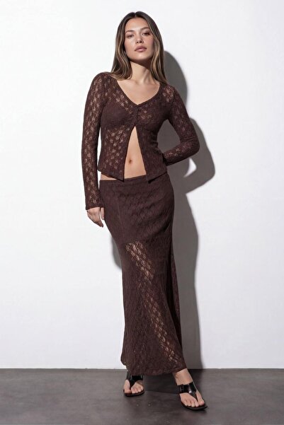 Quzu 26Yetk01739 Transparent Lace Skirt