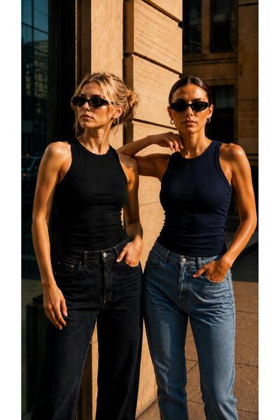 pandy 2-Pack Women's Premium Texture Ribbed Halter Neck Cotton Tank Top