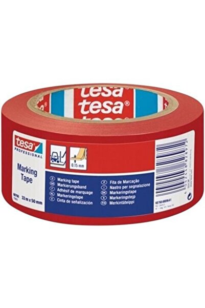 Tesa Ticaret Самозалепваща маркираща лента 50ММ / 33М - ЧЕРВЕНА/ЧЕРВЕНА