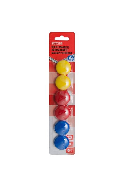 OFFICE products Magneti forma rotunda, diametru 30mm, 6 buc/blister, - culori...