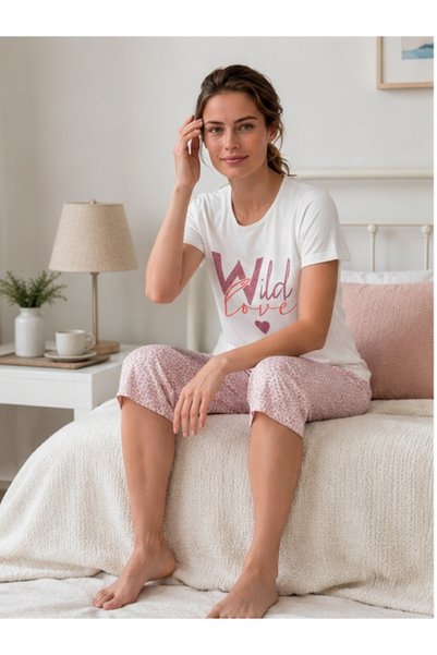 Lalin HOMEWEAR Women's Capri Pajama Set Wild Love