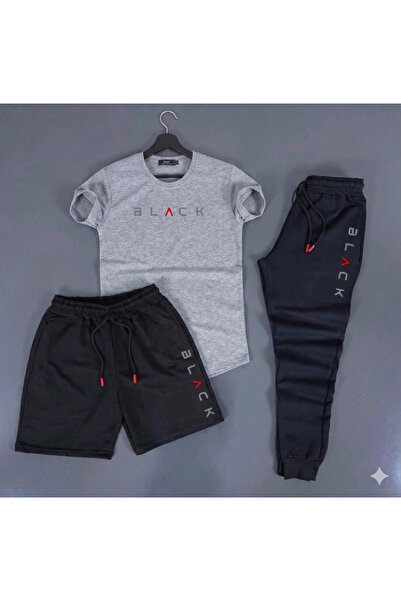 SILATU Stylish Sweatwear Set 3 Pieces (Shorts-Sweatshirt-T-Shirt)