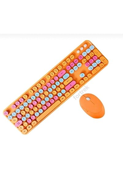 fortrek Renkli Daktilo Tuşlu Kablosuz Q Multimedia Klavye + Mouse Set 104 Tuş...