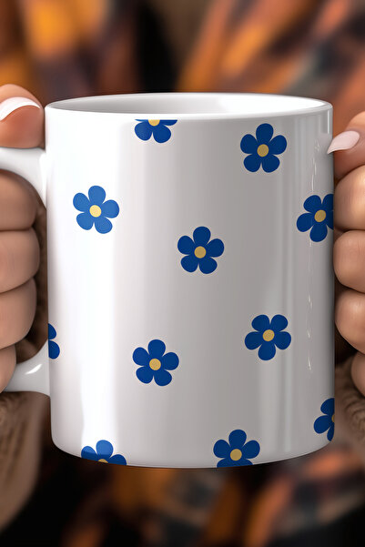 Mio Life كوب سيراميك أبيض مطبوع سعة 330مل بنقشة زهور