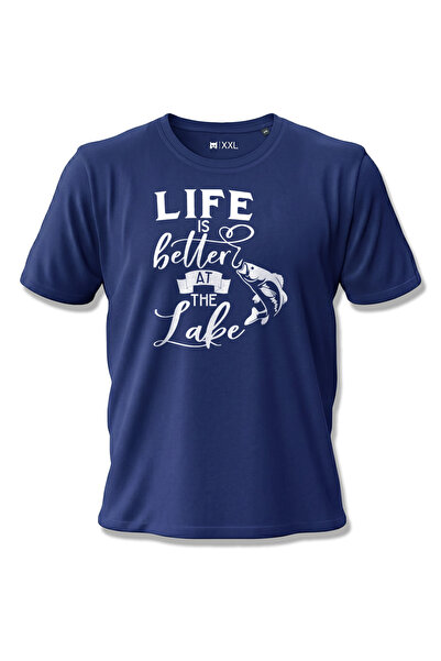 North Whiskers تي شيرت Life Is Better At The Lake مطبوع 100% من القطن باللون ...