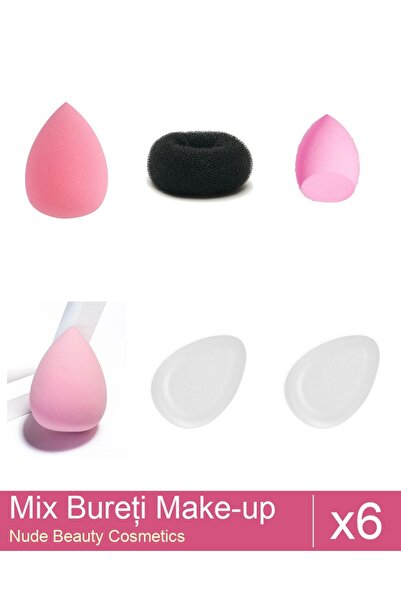 Makeup Mix Set 6 products Sponges: Extra-soft make-up sponge, powder pink, Bl...