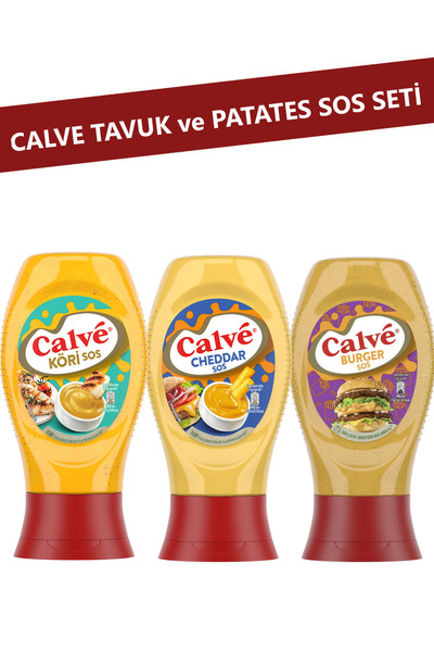 Calve Tavuk ve Patates Sos Seti 3’lü (Burger, Köri, Cheddar Sos)