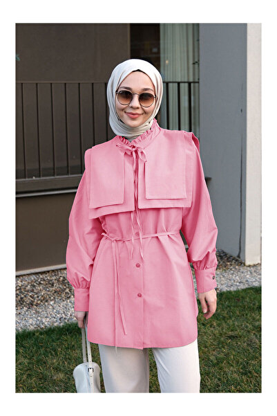 LC Waikiki Nevavm Double Collar Detailed Shirt with Difference in Color Pink