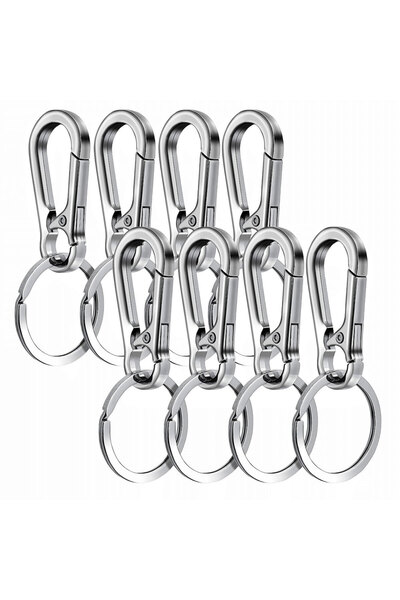 Choice1 silver color 8Pcs Carabiner Clip Keychain Metal Carabiner Shape Key R...