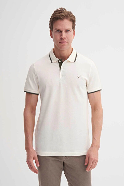 Cazador Slim Fit Ecru Men's Polo Neck T-Shirt 46140