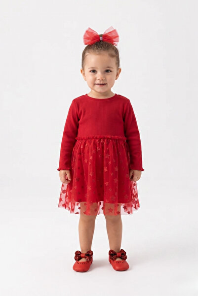 Le Mabelle Red Star Printed Tulle Skirt Baby Girl Dress - Karen