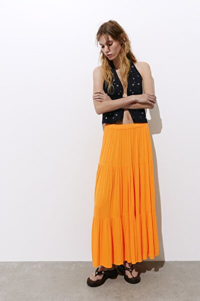 Pull & Bear Panel detaylı midi etek