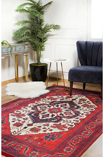 halinet Halı.Net Red Classic Washable Non-Slip Living Room Carpet Haln-Hln295