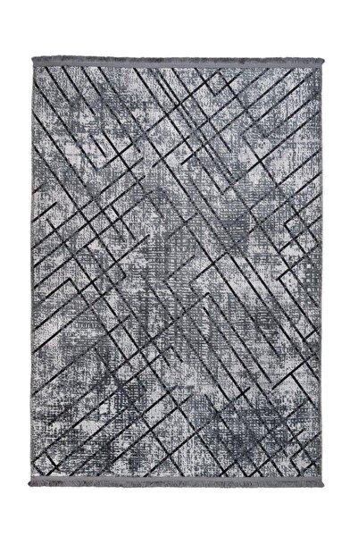 halinet Halı.Net Anthracite Modern Washable Non-Slip Living Room Carpet Pia-M...