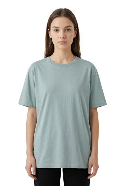 DK DAKSEL Women's Mint Basic 100% Cotton Crew Neck Comfortable Fit T-Shirt