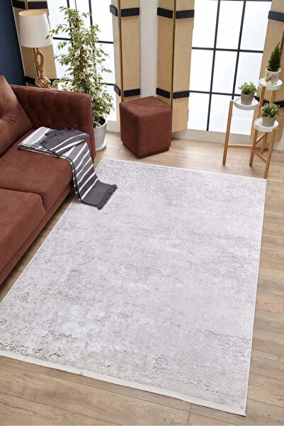 halinet Halı.Net Gray Modern Washable Non-Slip Living Room Carpet Haln-Hln1791