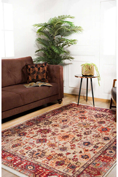 halinet Halı.Net Cream Classic Washable Non-Slip Living Room Carpet Haln-Hln899