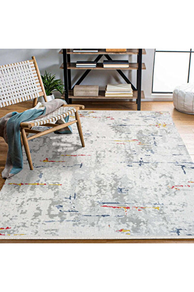 halinet Halı.Net White Modern Washable Non-Slip Living Room Carpet Cr-Londra-...