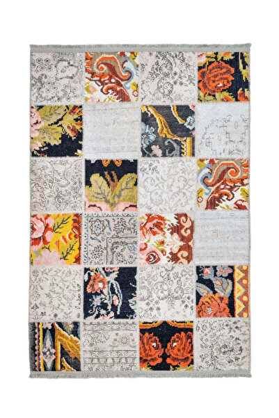 halinet Halı.Net White Ethnic Bohemian Washable Non-Slip Living Room Carpet P...