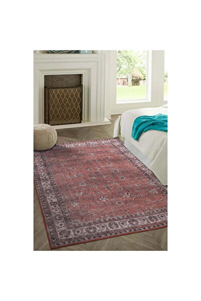 halinet Halı.Net Red Ethnic Bohemian Washable Non-Slip Living Room Carpet Art...