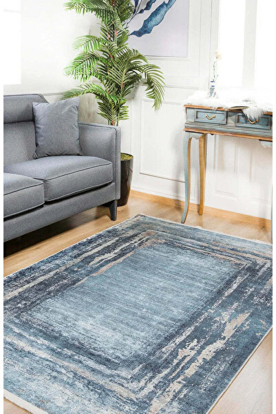 halinet Halı.Net Blue Vintage Antique Washable Non-Slip Living Room Carpet Ha...