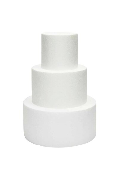 OEM Macheta tort rotunda 3 etaje, alb, 15cm, diametre 30x40x50cm